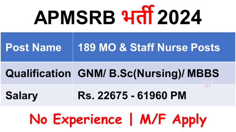 APMSRB Staff Nurse Recruitment 2024